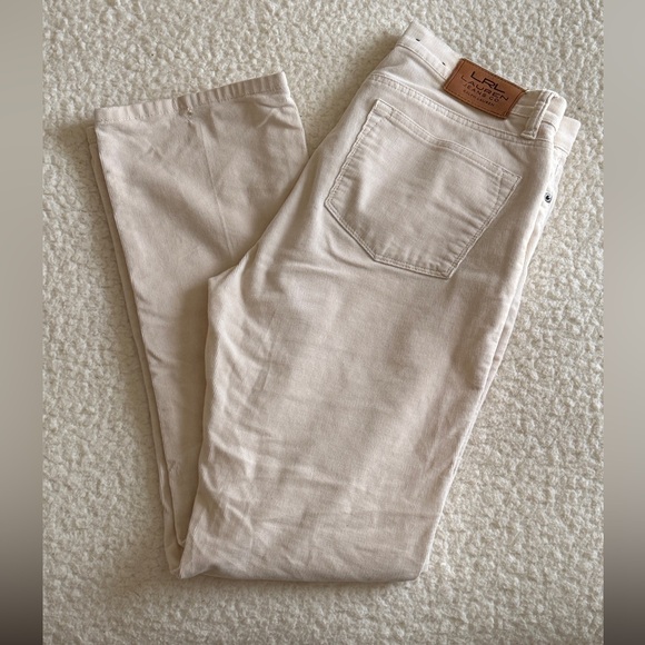 Lauren Ralph Lauren Cream Corduroy Straight Petite Pants Women’s 6P petite - Picture 1 of 6